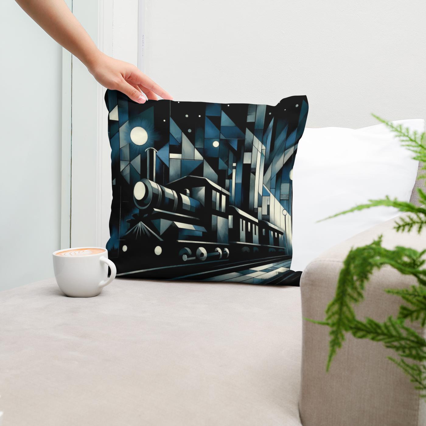 Cubist Night Express Cotton Cushion