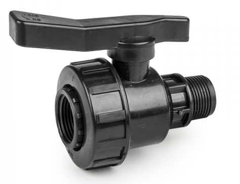 Water Butt Kit ¾” BSP with Plastic Valve and ¾” Barb Elbow