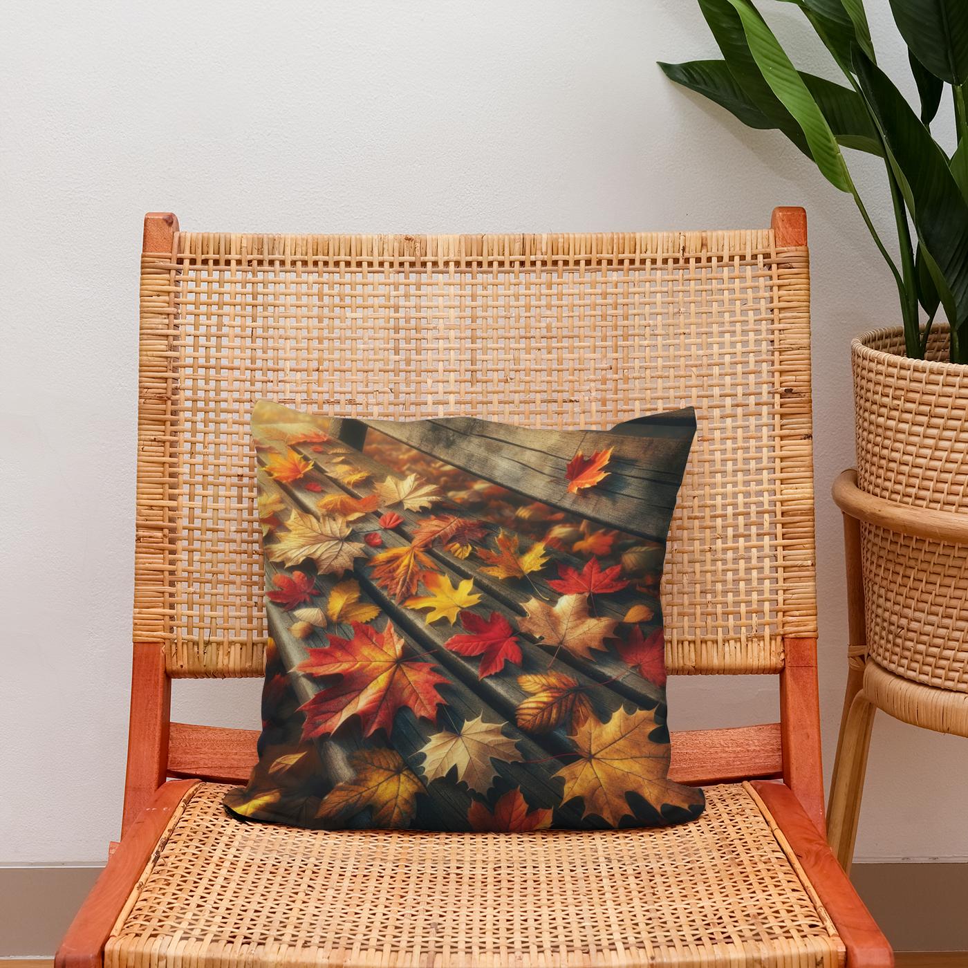 Park Bench in Autumn Cotton Cushion