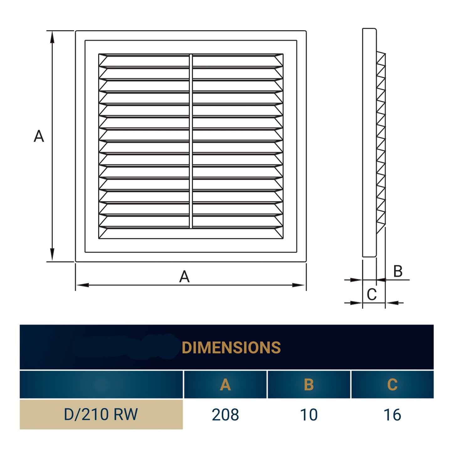 Louvre Vent D/210RW Classic 210mm