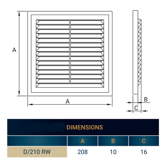 Louvre Vent D/210RW Classic 210mm