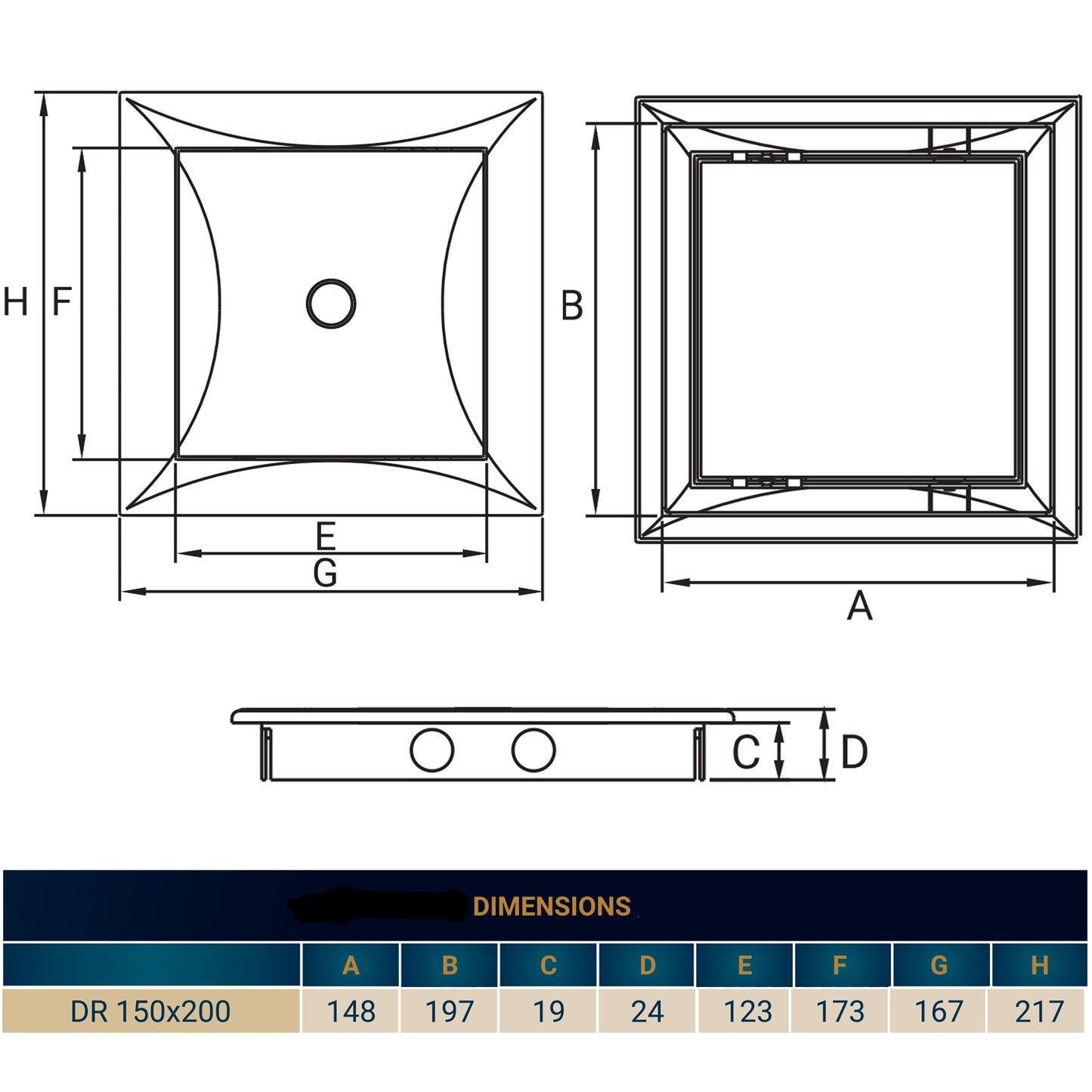 Access Panel Door PP, White 150mm x 200mm