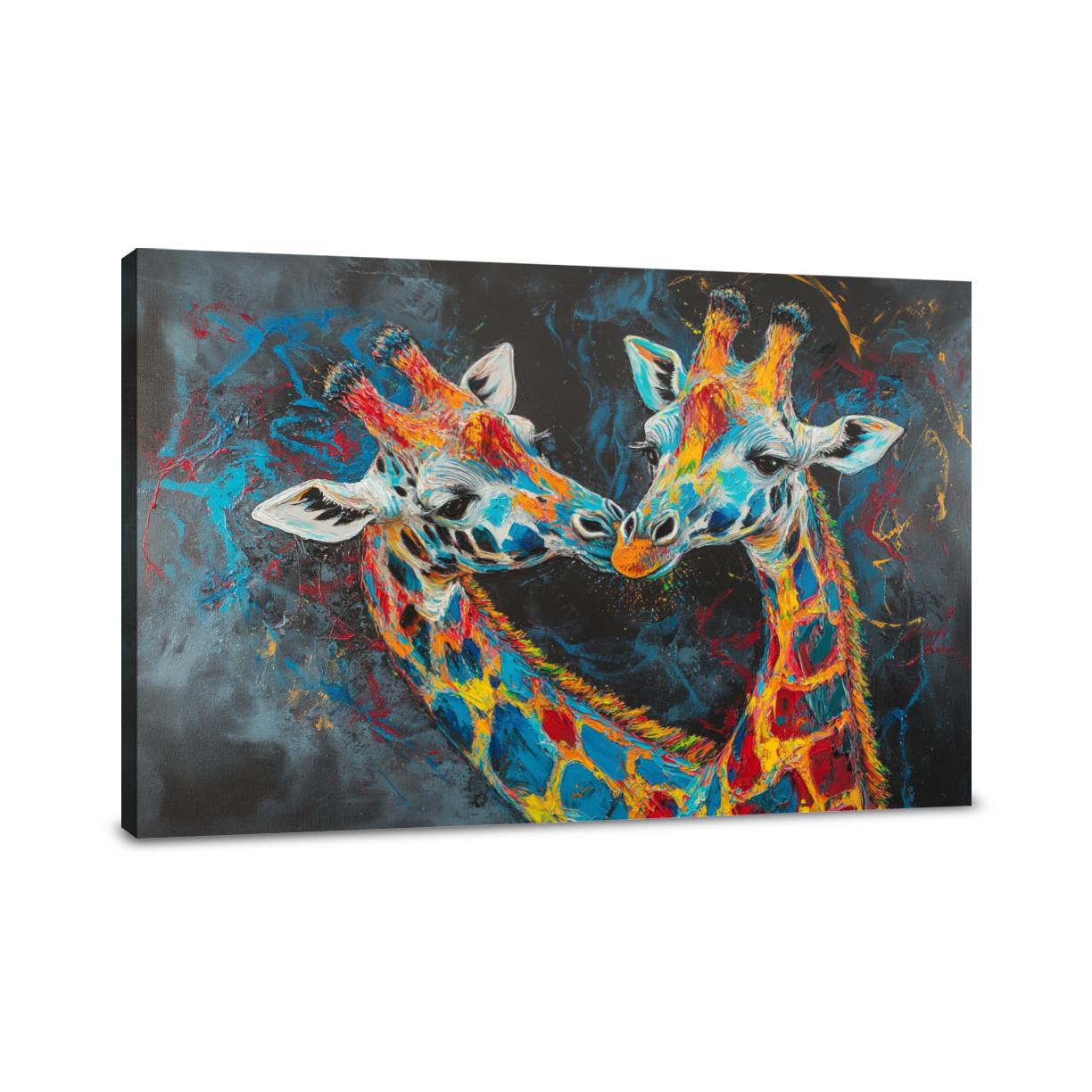 Vibrant Giraffe Duet Canvas