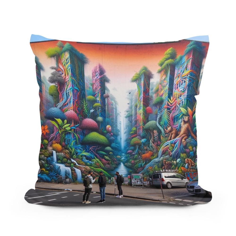 Jungle Mural Dialogue Cotton Cushion