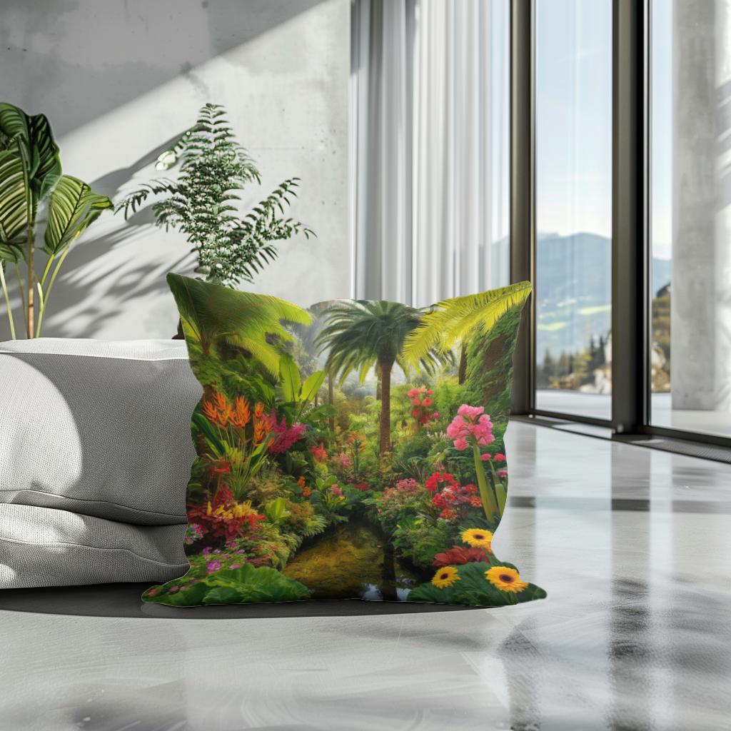 Tropical Garden Oasis Cotton Cushion