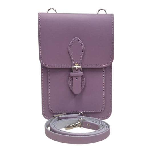 Handmade Leather Mobile Phone Pouch Plus - Pastel Violet