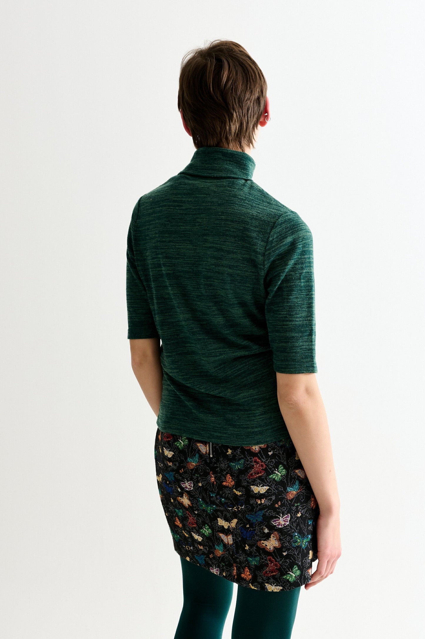 Vista Sustainable Marl Short Sleeve Polo Neck Top - Green