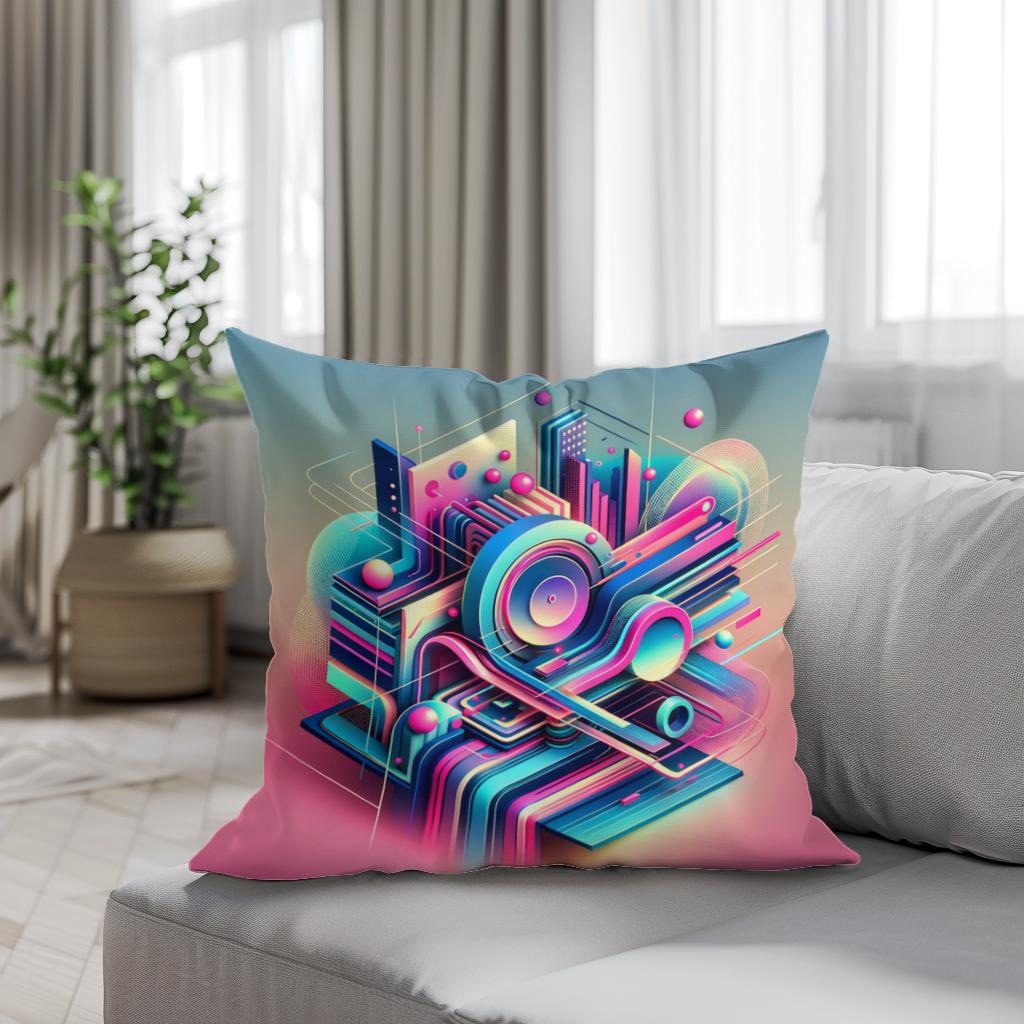 A Neon Abstract Symphony Cotton Cushion