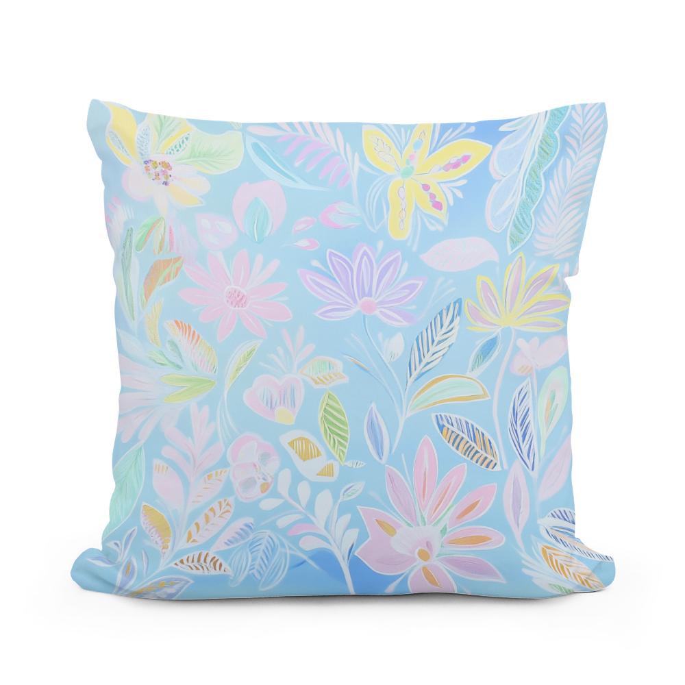 Pastel Folk Blossoms Cotton Cushion
