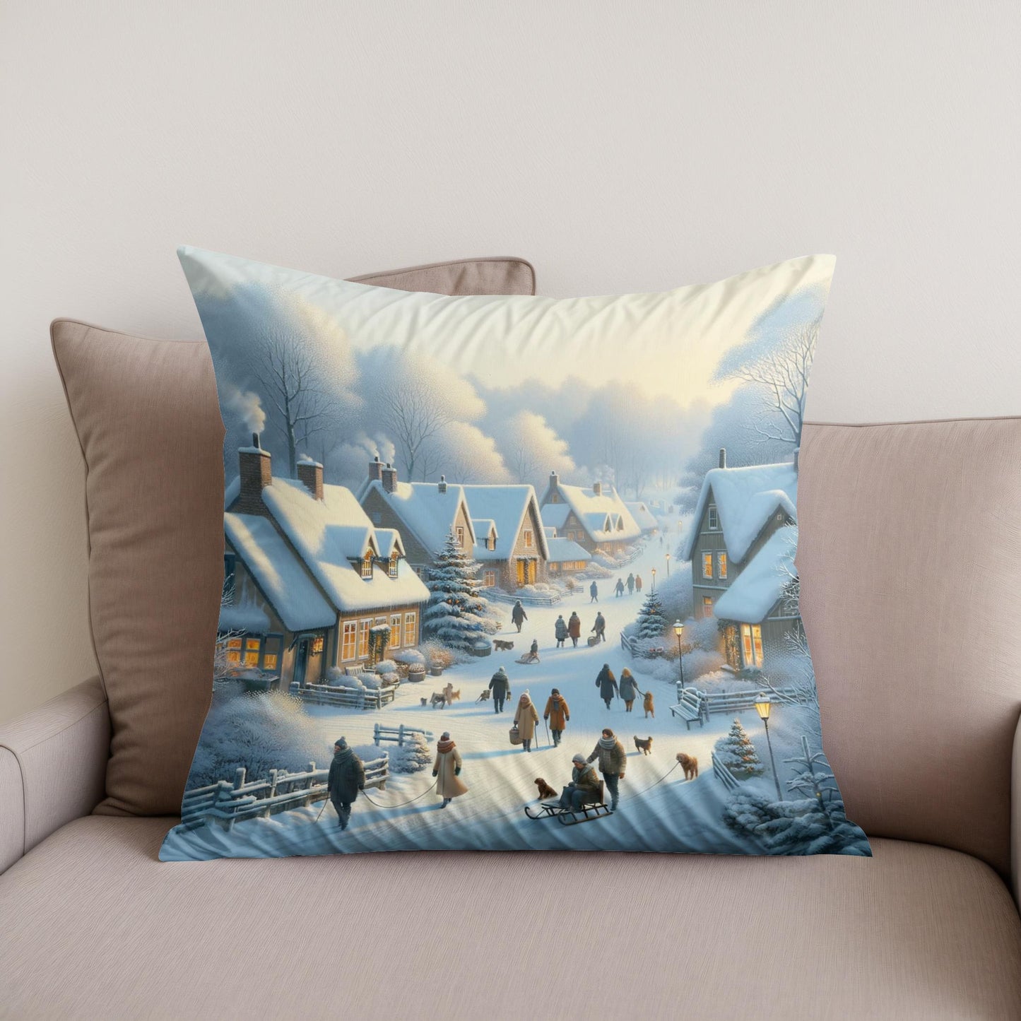 Winter Village Cotton Cushion