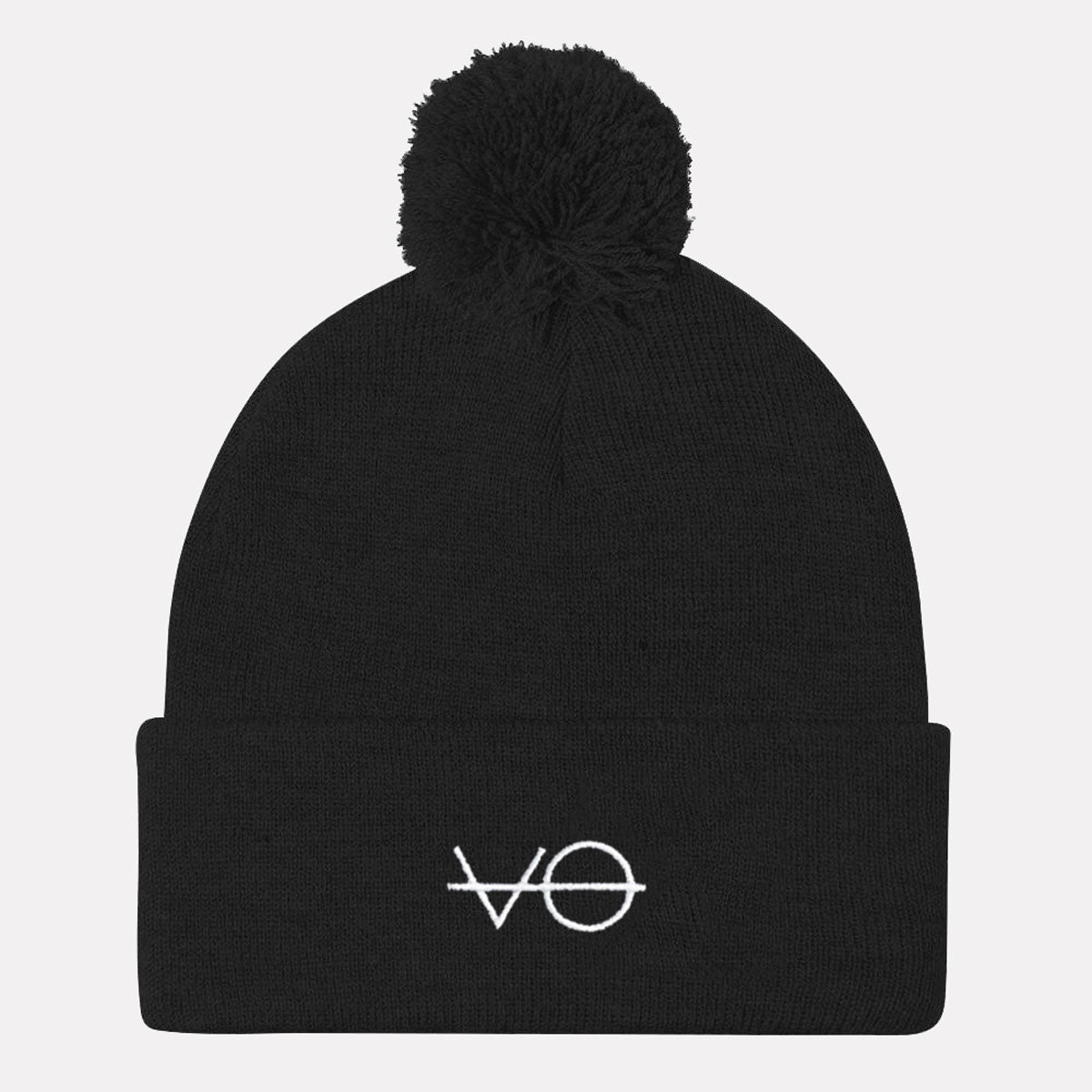Embroidered Vegan Pom Pom Beanie