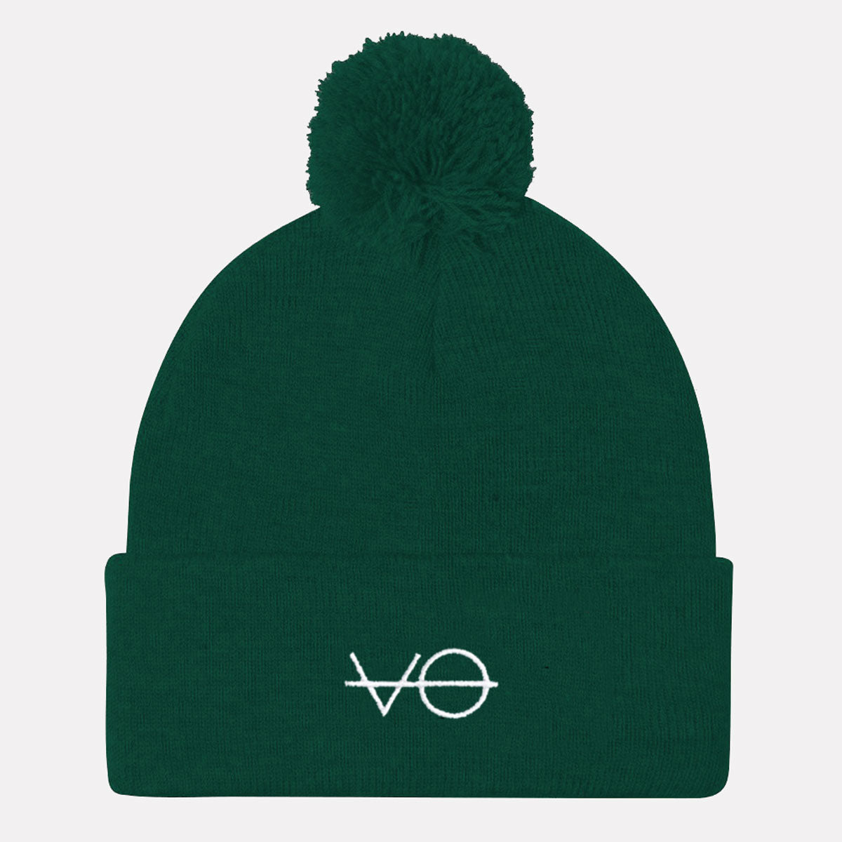 Embroidered Vegan Pom Pom Beanie