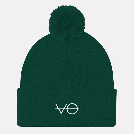 Embroidered Vegan Pom Pom Beanie