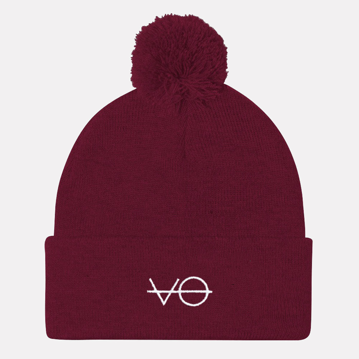 Embroidered Vegan Pom Pom Beanie