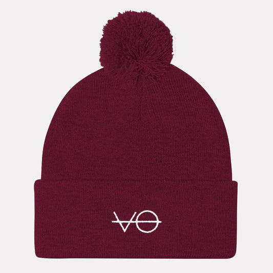 Embroidered Vegan Pom Pom Beanie
