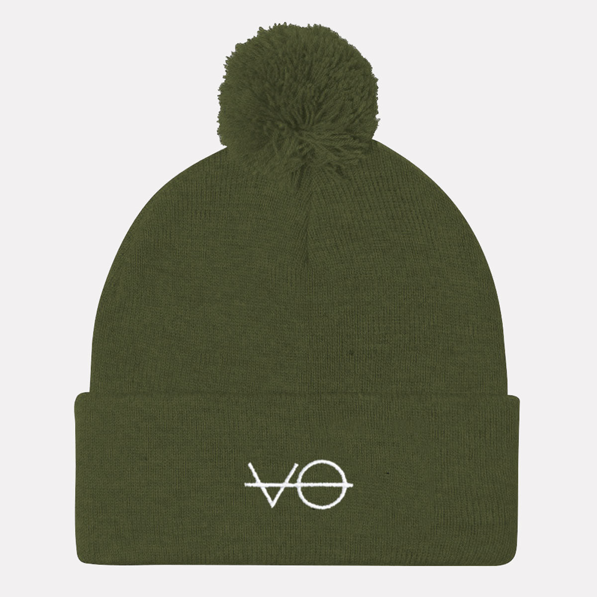 Embroidered Vegan Pom Pom Beanie