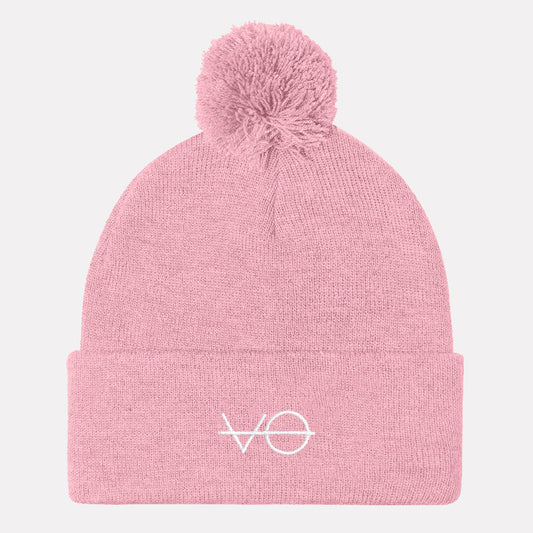 Embroidered Vegan Pom Pom Beanie