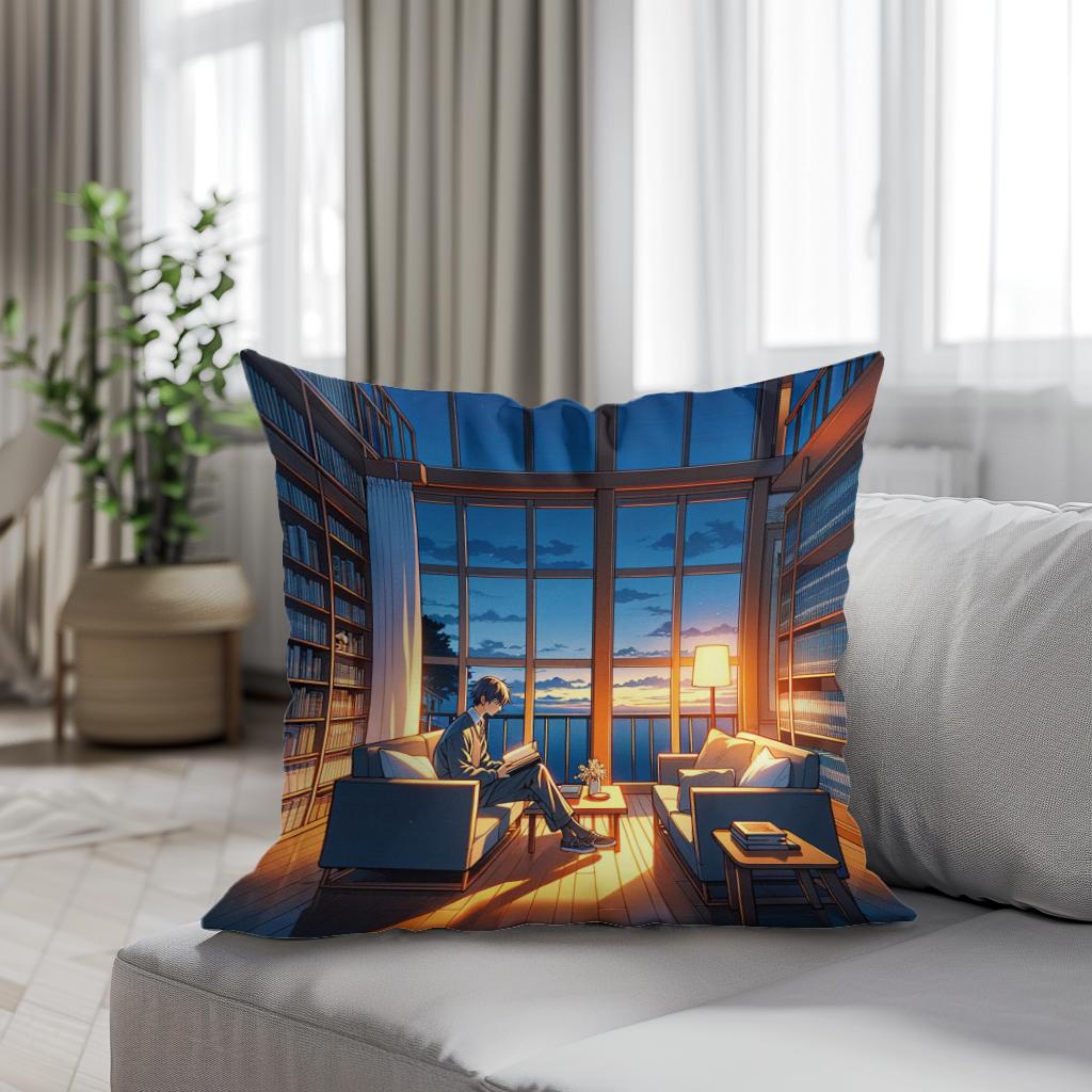 Twilight Library Calm Cotton Cushion
