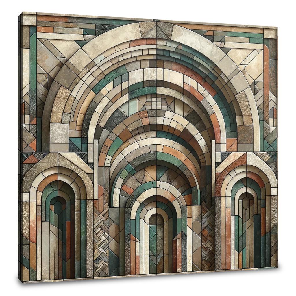 Geometric Harmony of Rustic Arches Canvas