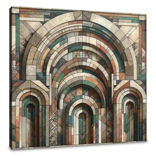 Geometric Harmony of Rustic Arches Canvas