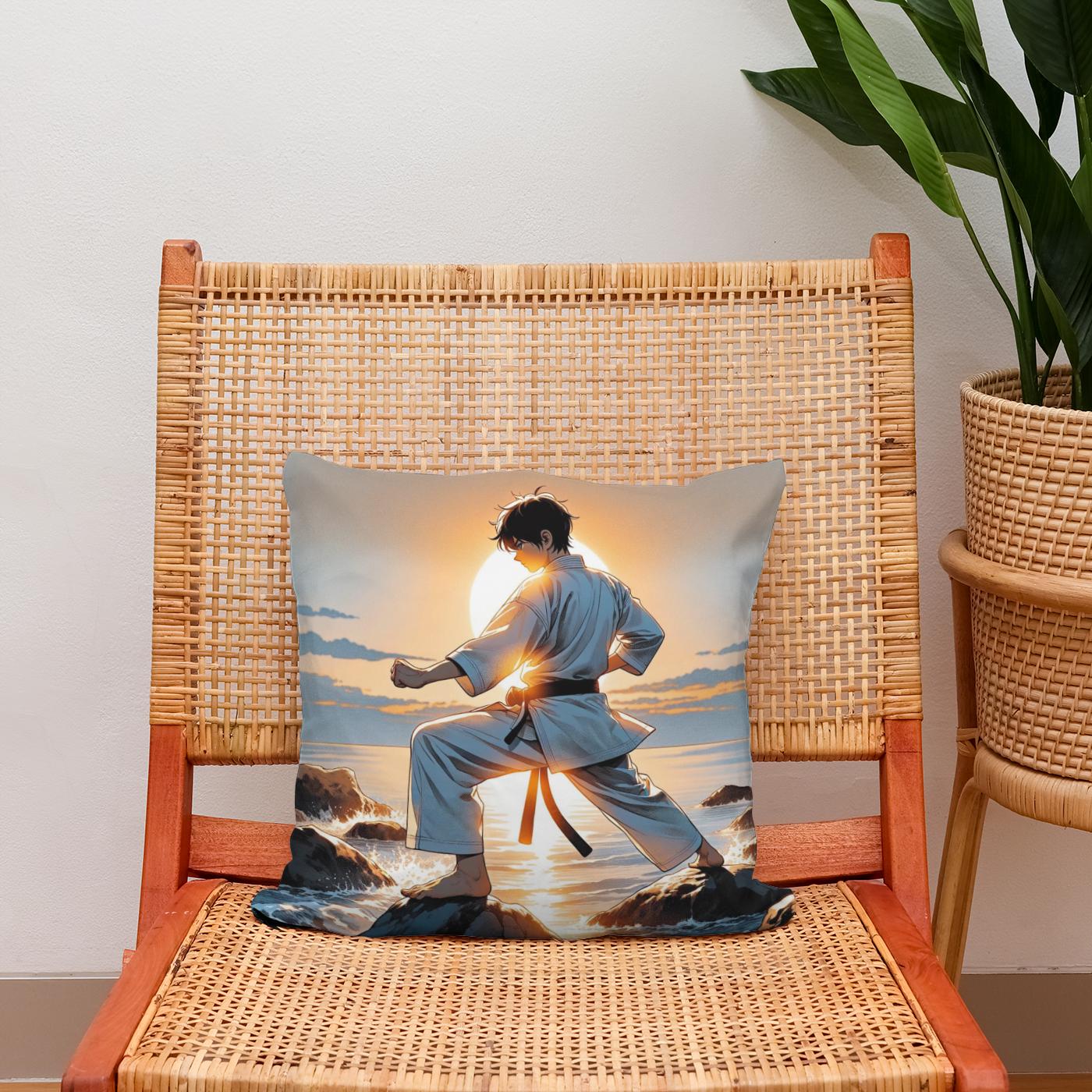 Karateka Sunrise Cotton Cushion