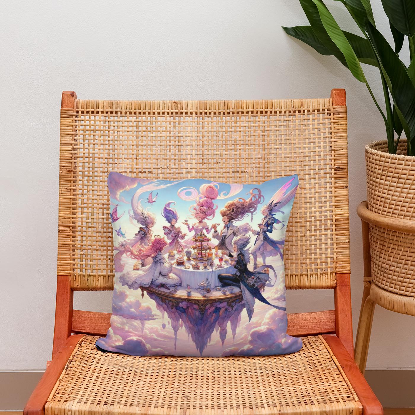Sky High Tea Party Cotton Cushion