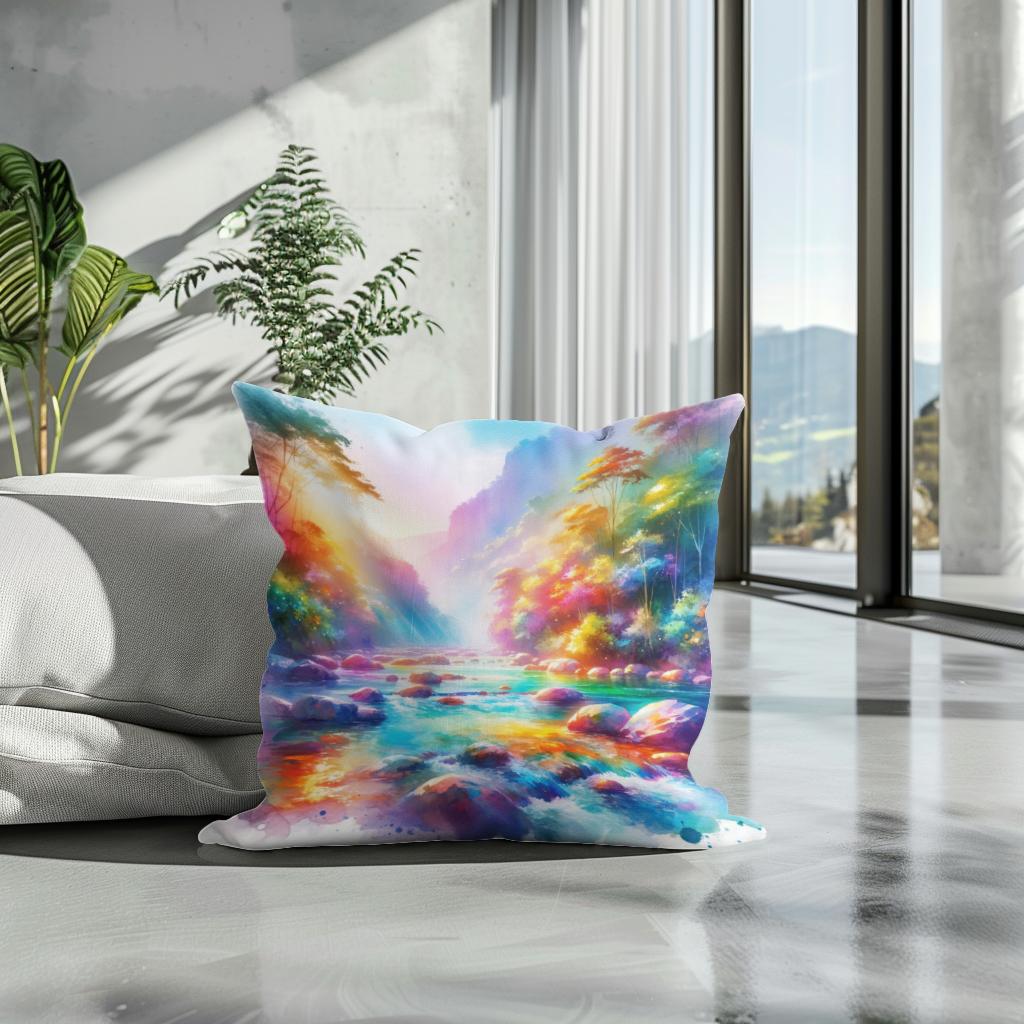 Rainbow River Cotton Cushion