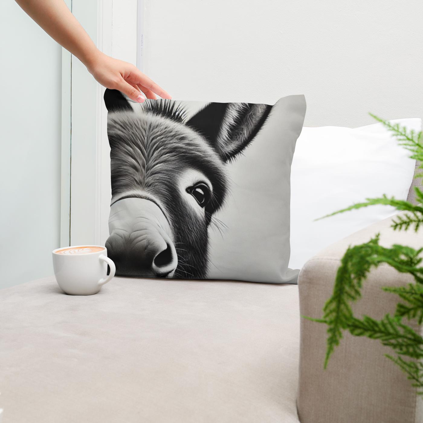 Curious Donkey Peeking Cotton Cushion