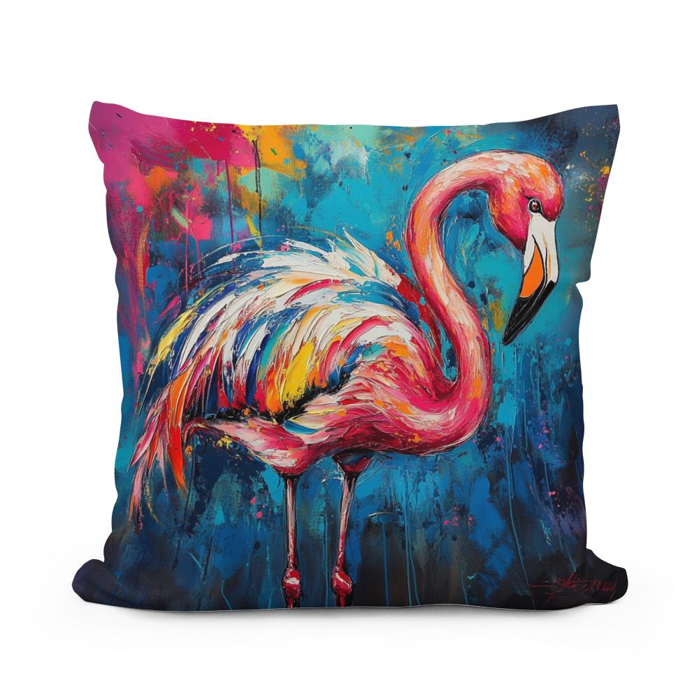 Flamingo's Vibrant Dance Cotton Cushion