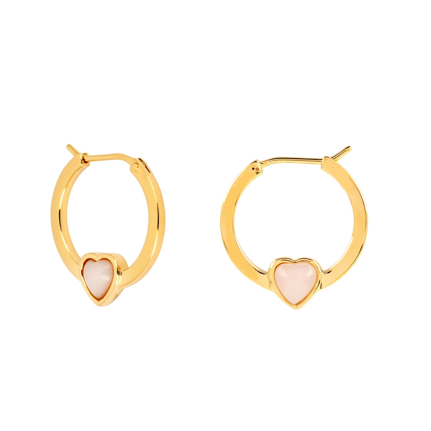Gold Pink Opal Heart Hoop