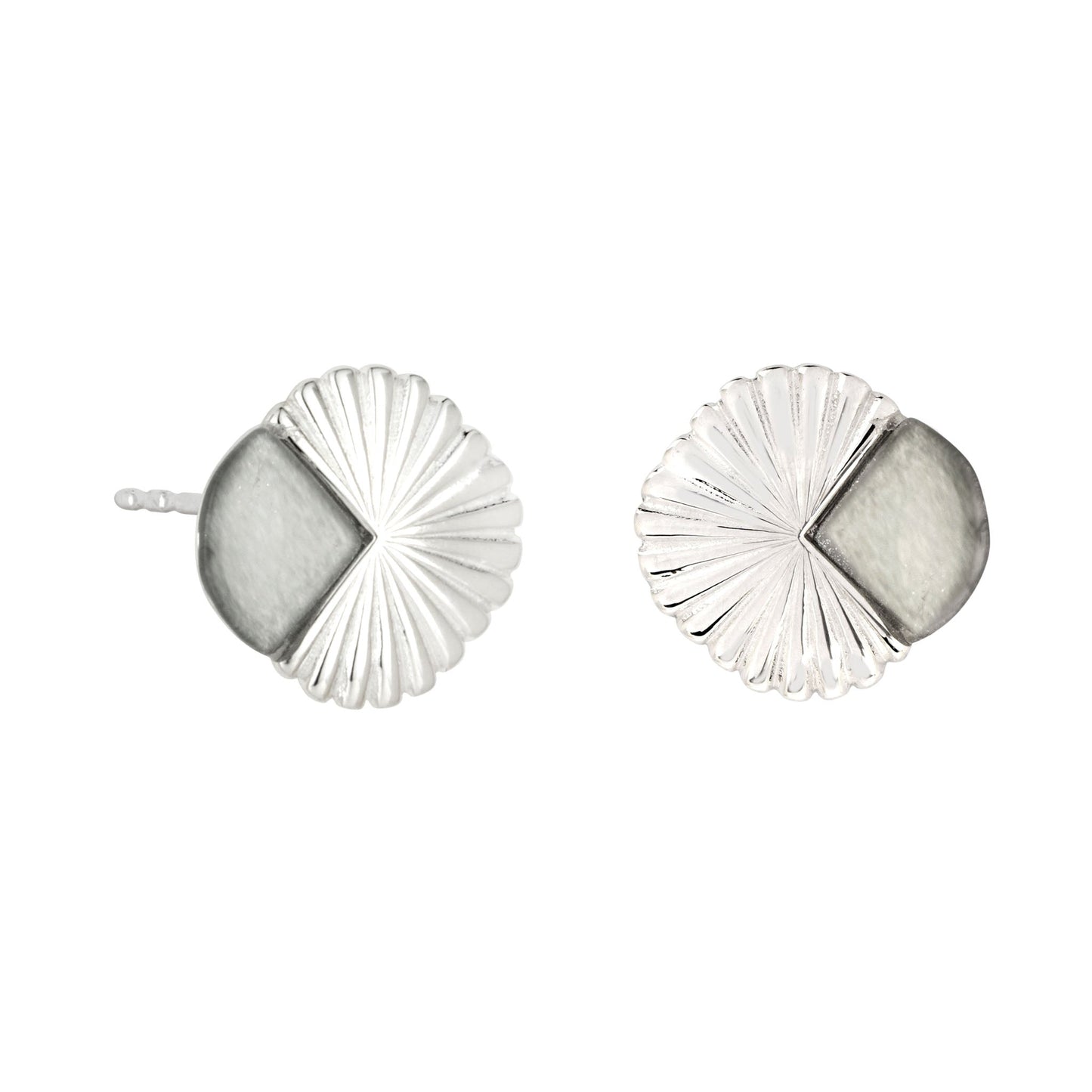 Silver Eclipse Deco Moonstone Studs