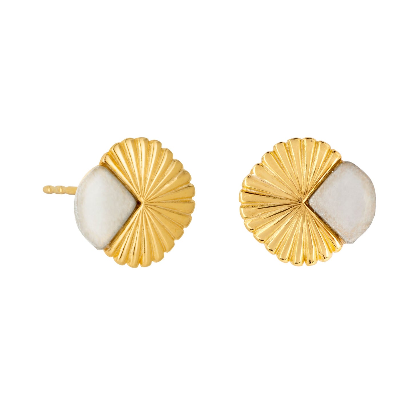 Gold Eclipse Deco Moonstone Studs