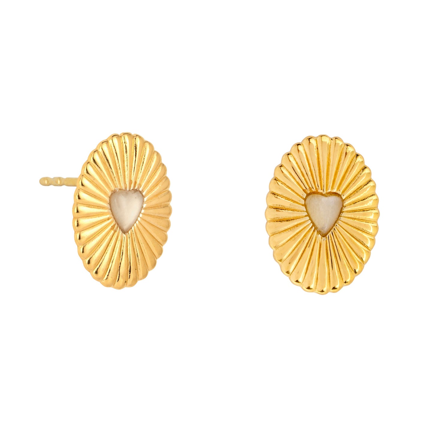 Gold Celeste Moonstone Heart Studs