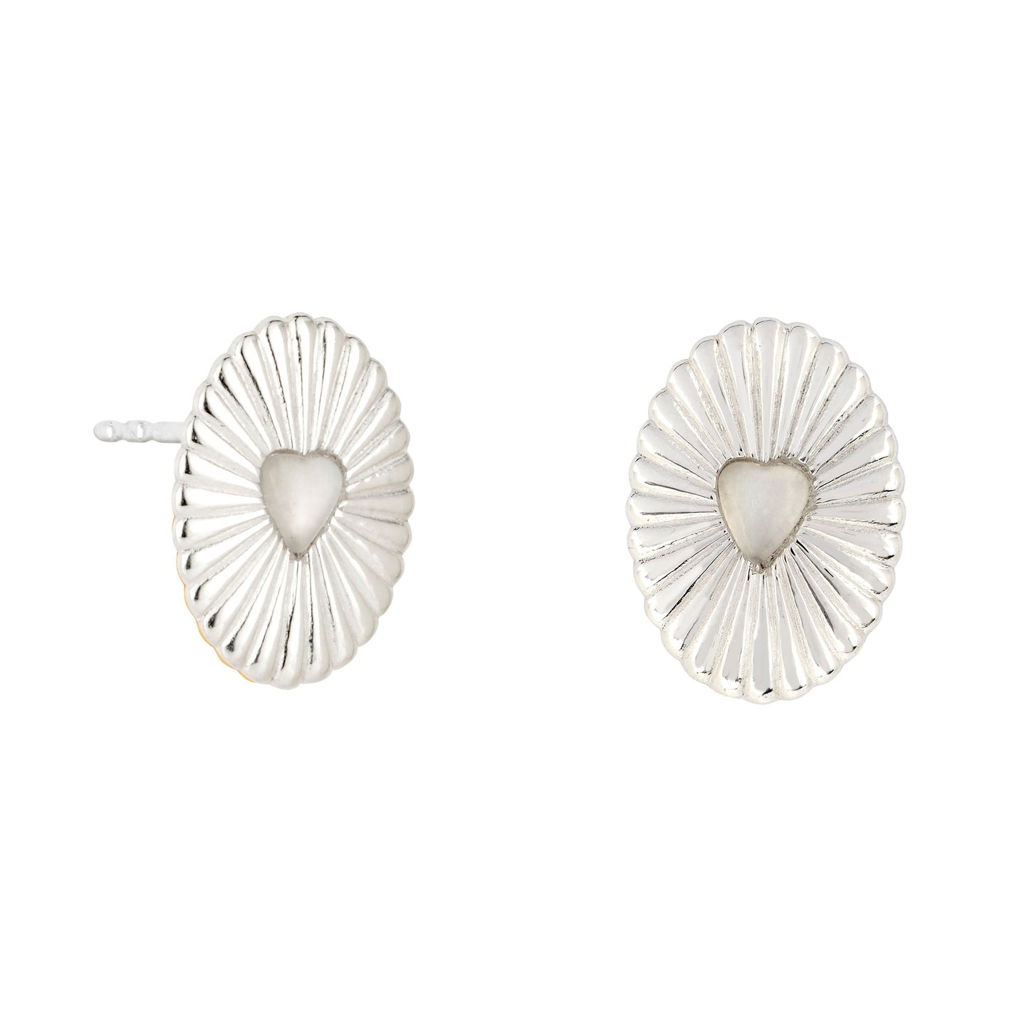 Silver Celeste Moonstone Heart Studs