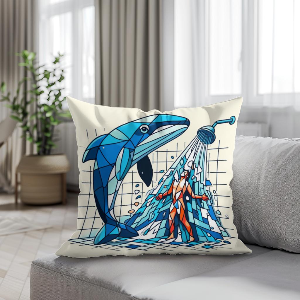 Whale of a Time Shower Cotton Cushion