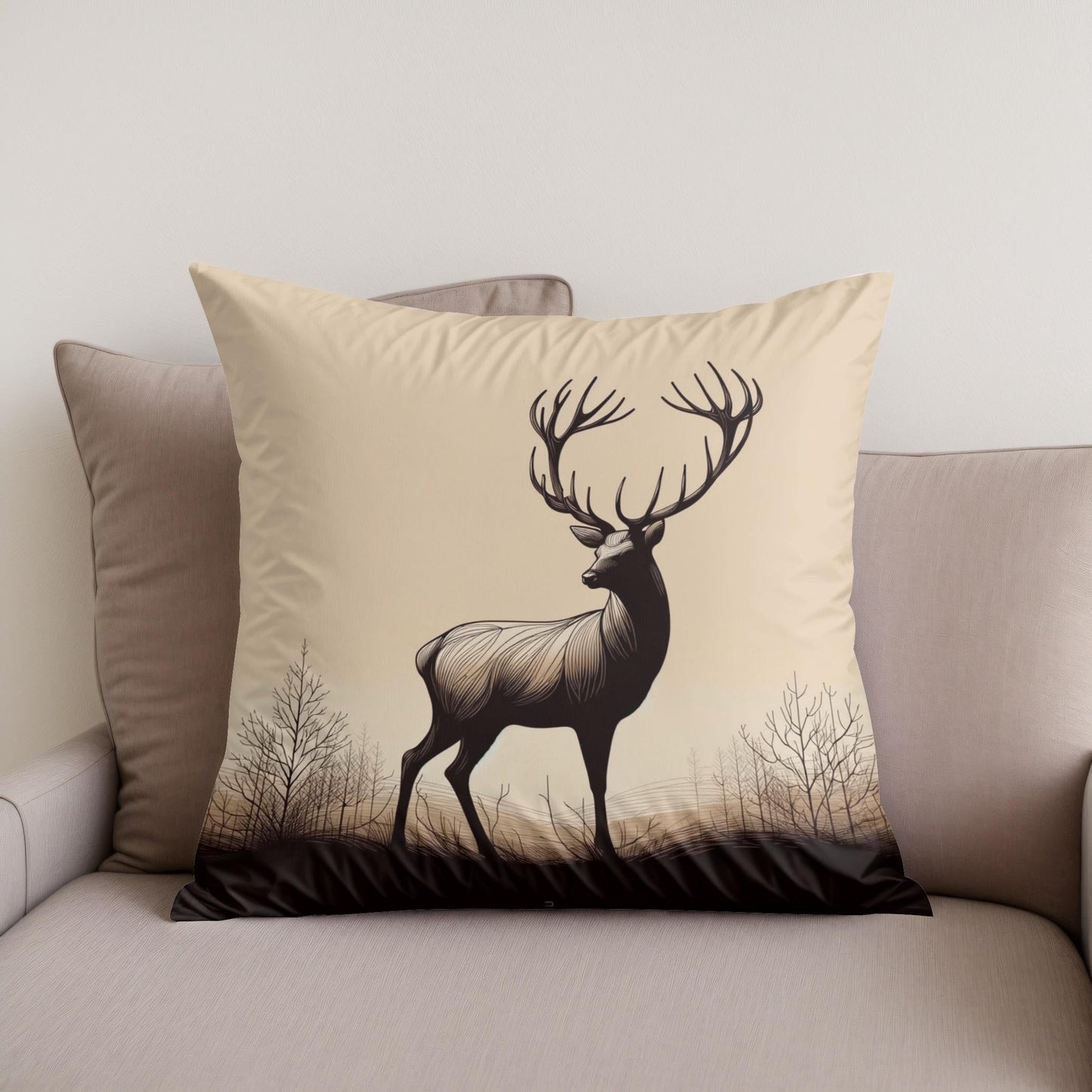 Noble Stag Silhouette Cotton Cushion