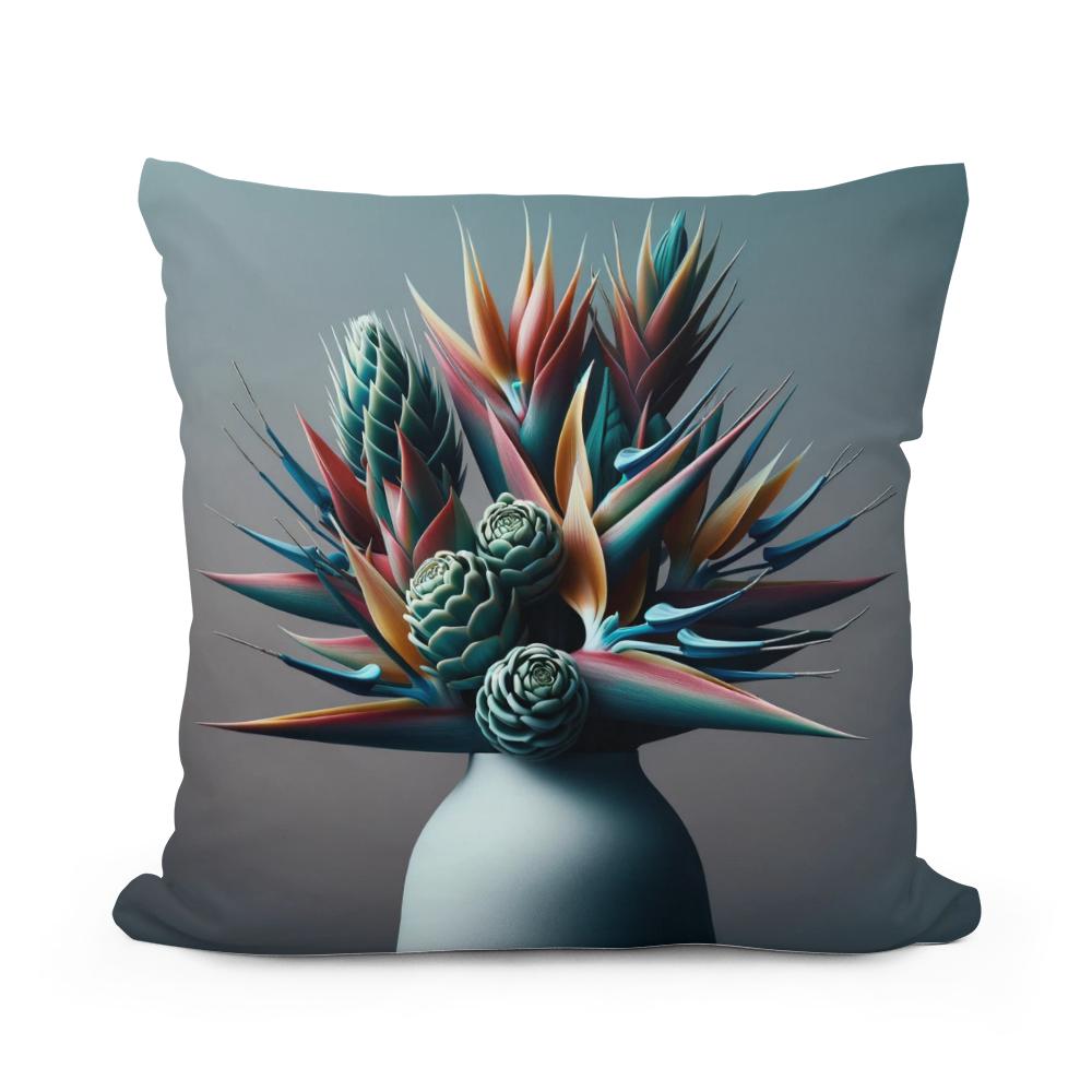 Exotic Blooms Close-Up Cotton Cushion