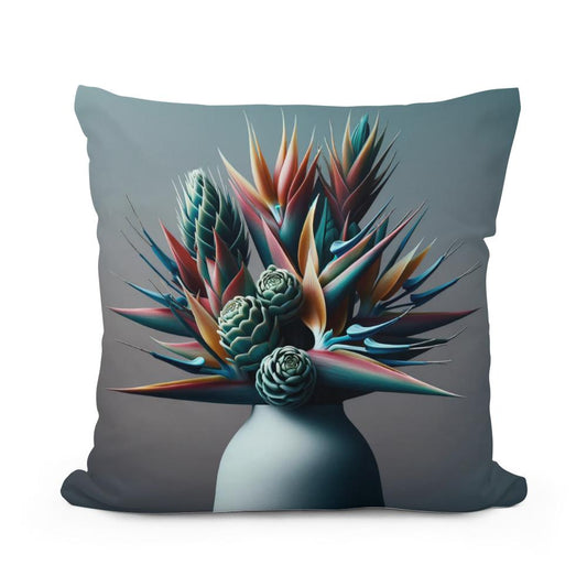Exotic Blooms Close-Up Cotton Cushion