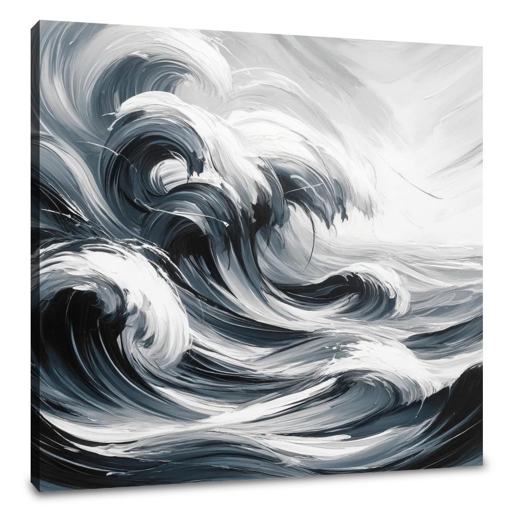Monochrome Tides Canvas