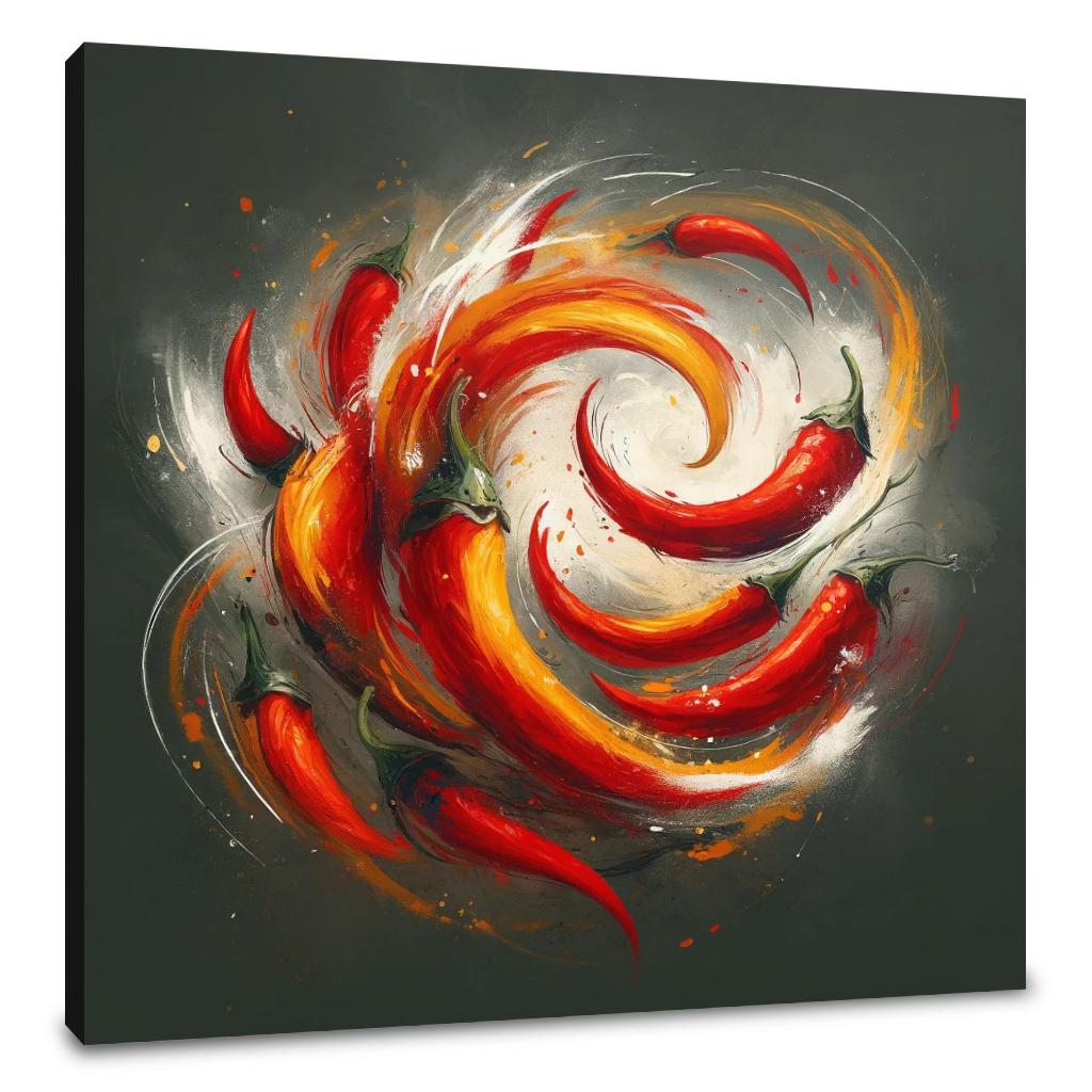 Fiery Pepper Swirls Canvas