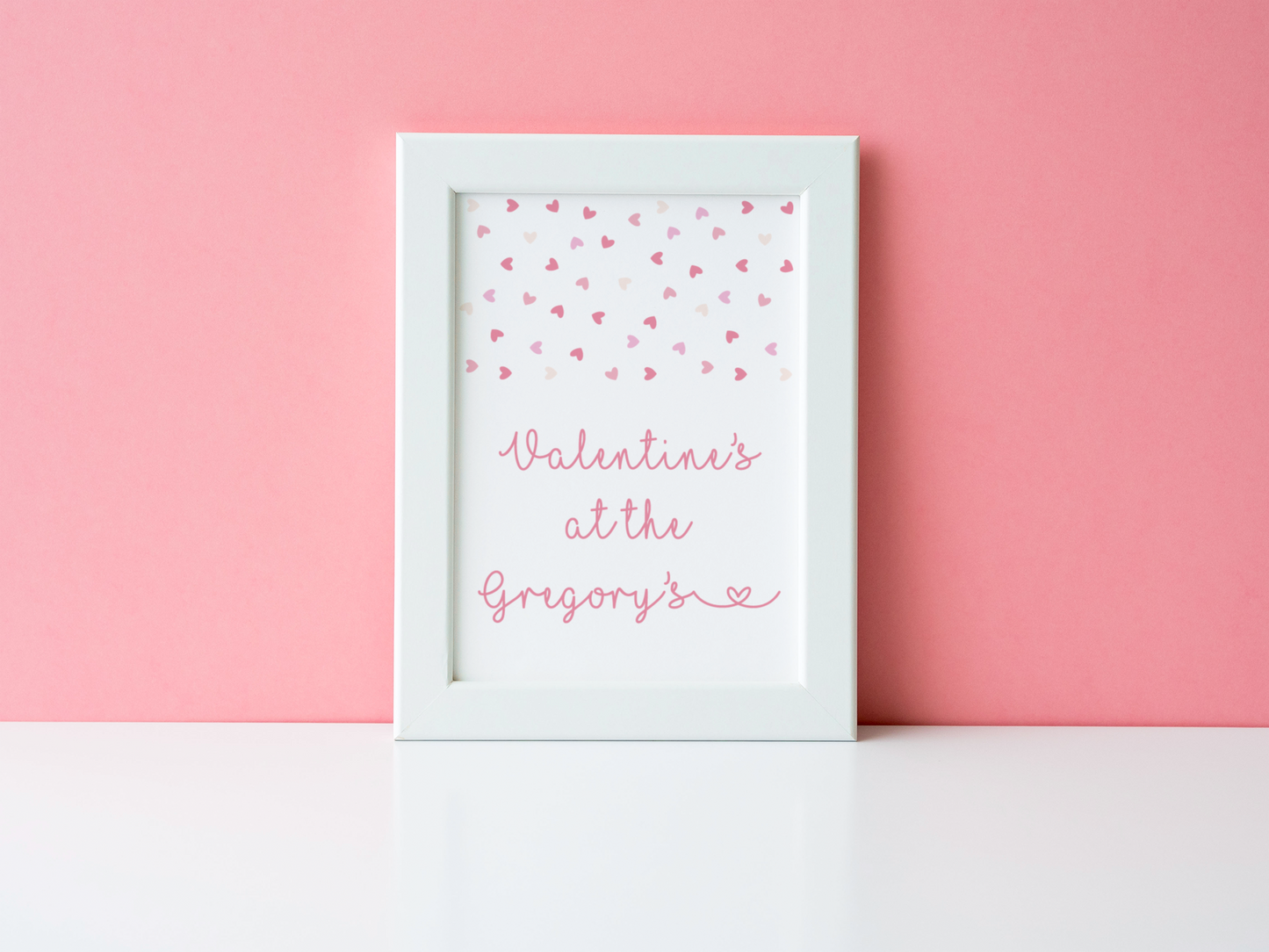 Personalised Valentine's At Surname Hearts Valentine's Day Home Wall Decor Print