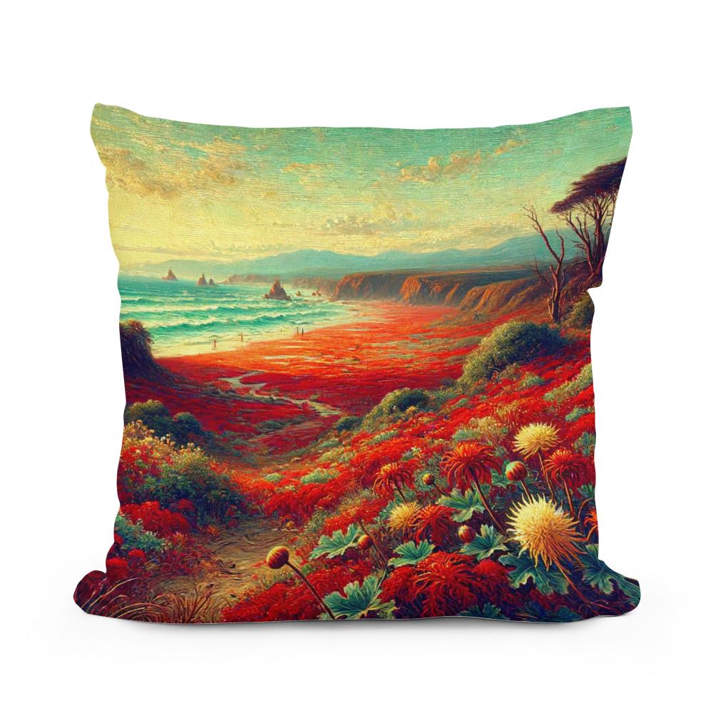 Victorian Red Beach Cotton Cushion