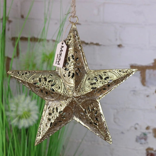 Varnika Metal Hanging Star Decoration Gold