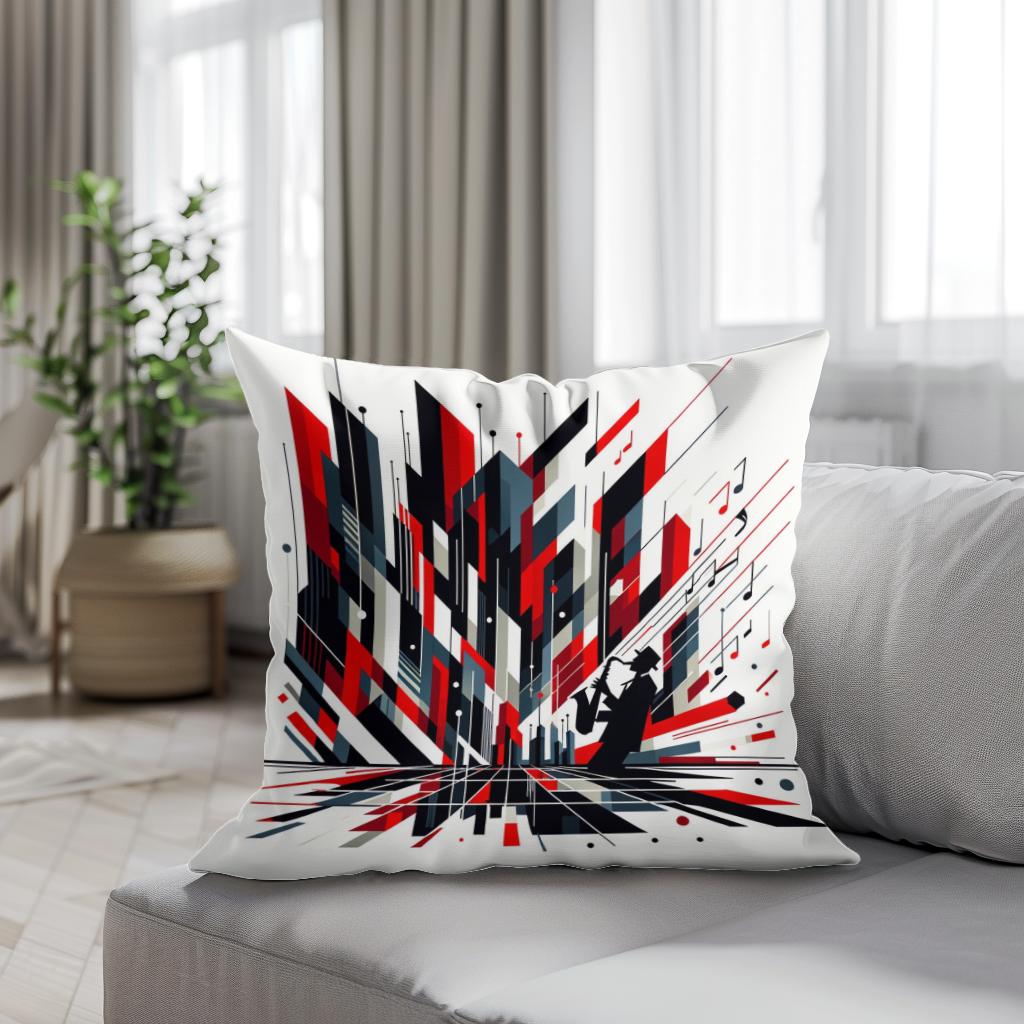 Rhythmic Jazz Geometry Cotton Cushion