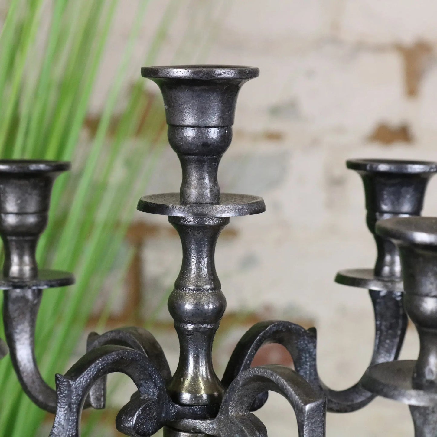 Veeha Candelabra Centerpiece 5 Candle Holder 40cm Gunmetal Silver