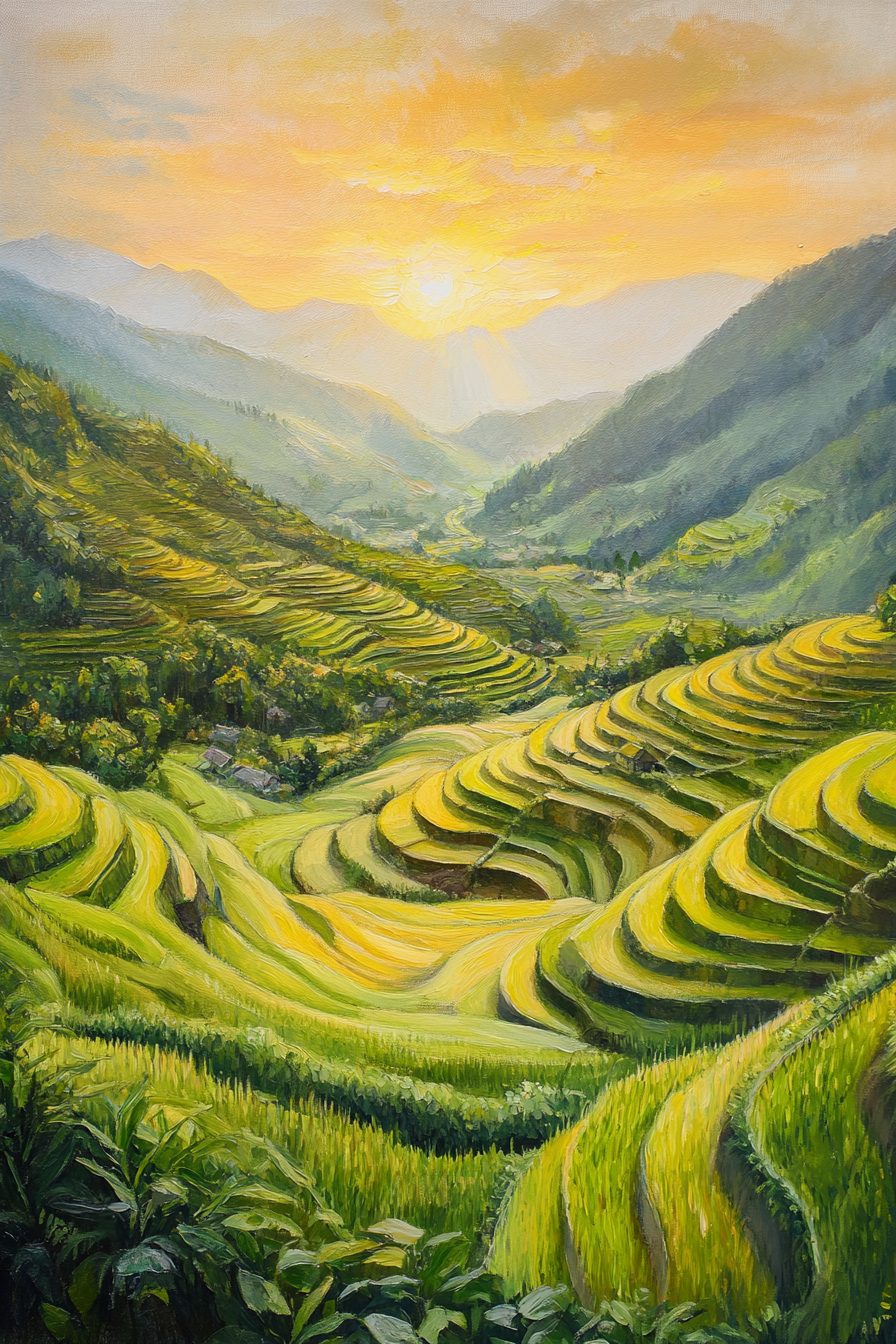 Verdant Rice Fields Canvas