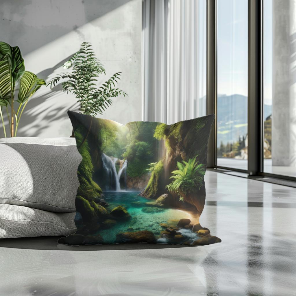 Hidden Waterfall Cove Cotton Cushion