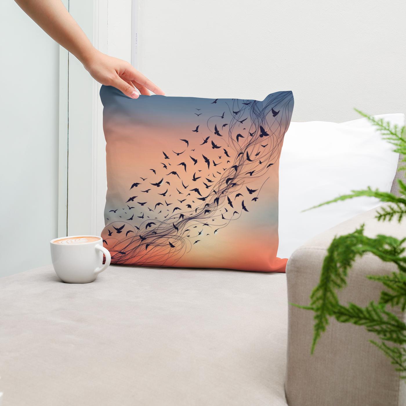 Twilight Avian Ballet Cotton Cushion