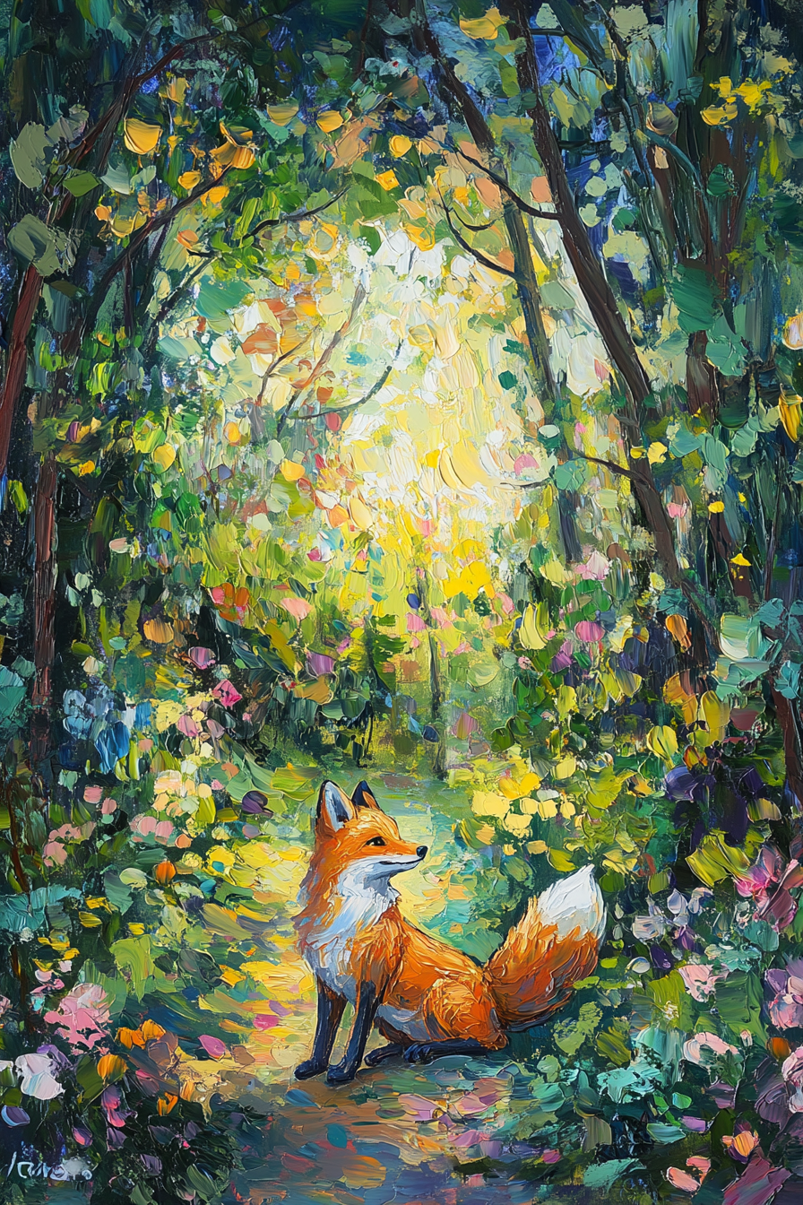 Vibrant Fox Woodland Canvas