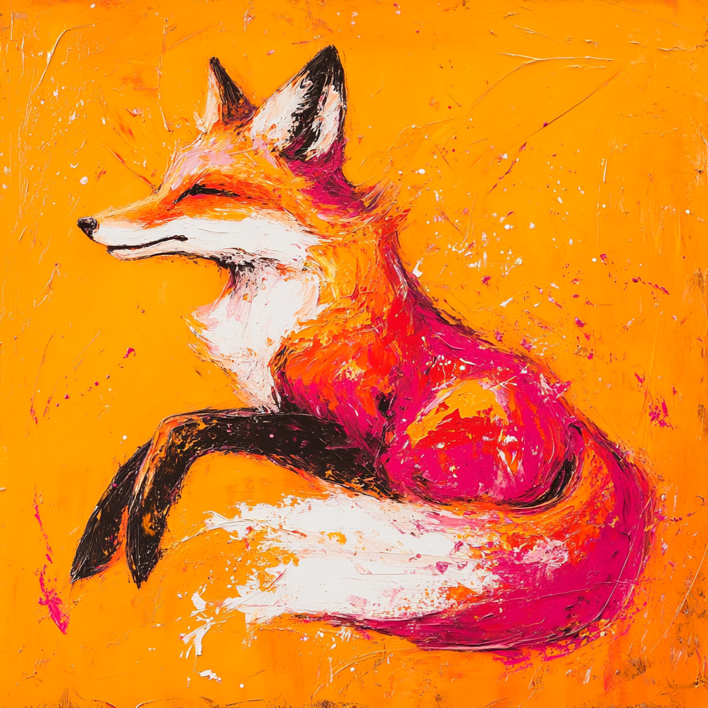 Vibrant Fox on Fiery Canvas